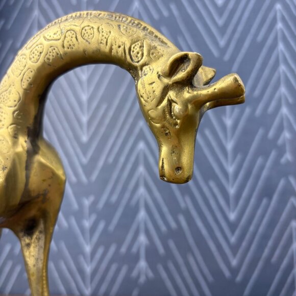 Vintage Brass Giraffe Family Trio MCM Animal Figurines Hollywood Regency Brass - Picture 7 of 13